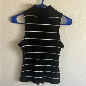 Black and White Striped Sleeveless Top